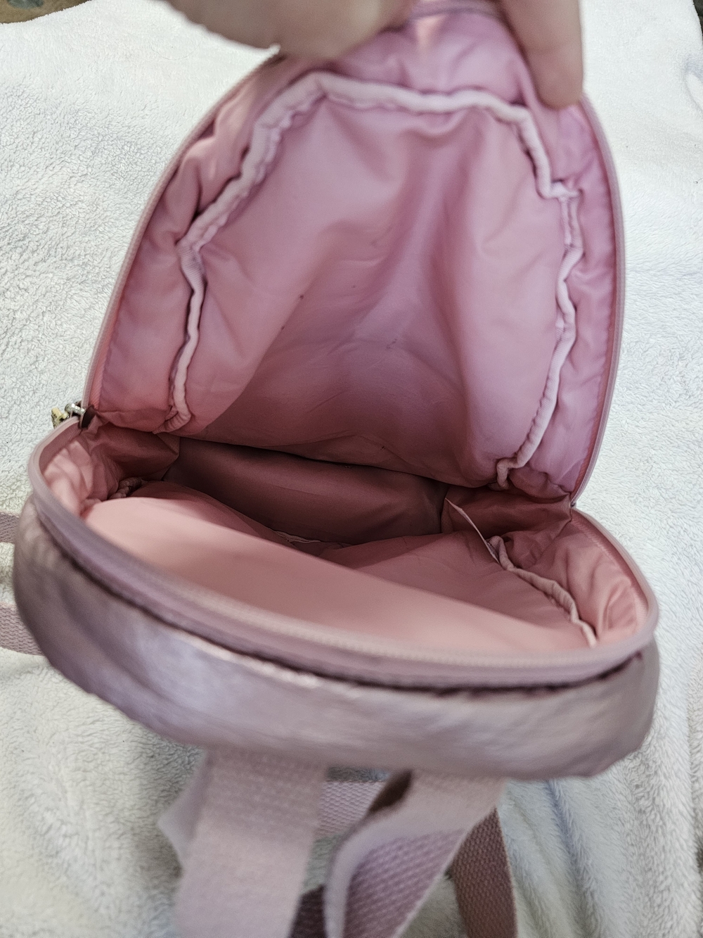 Metallic Blush Pink Heart Pocket Mini Backpack - Picture 7 of 11